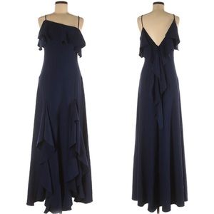 SOLD - New Zac Posen Navy Blue Long Evening
Gown Dress